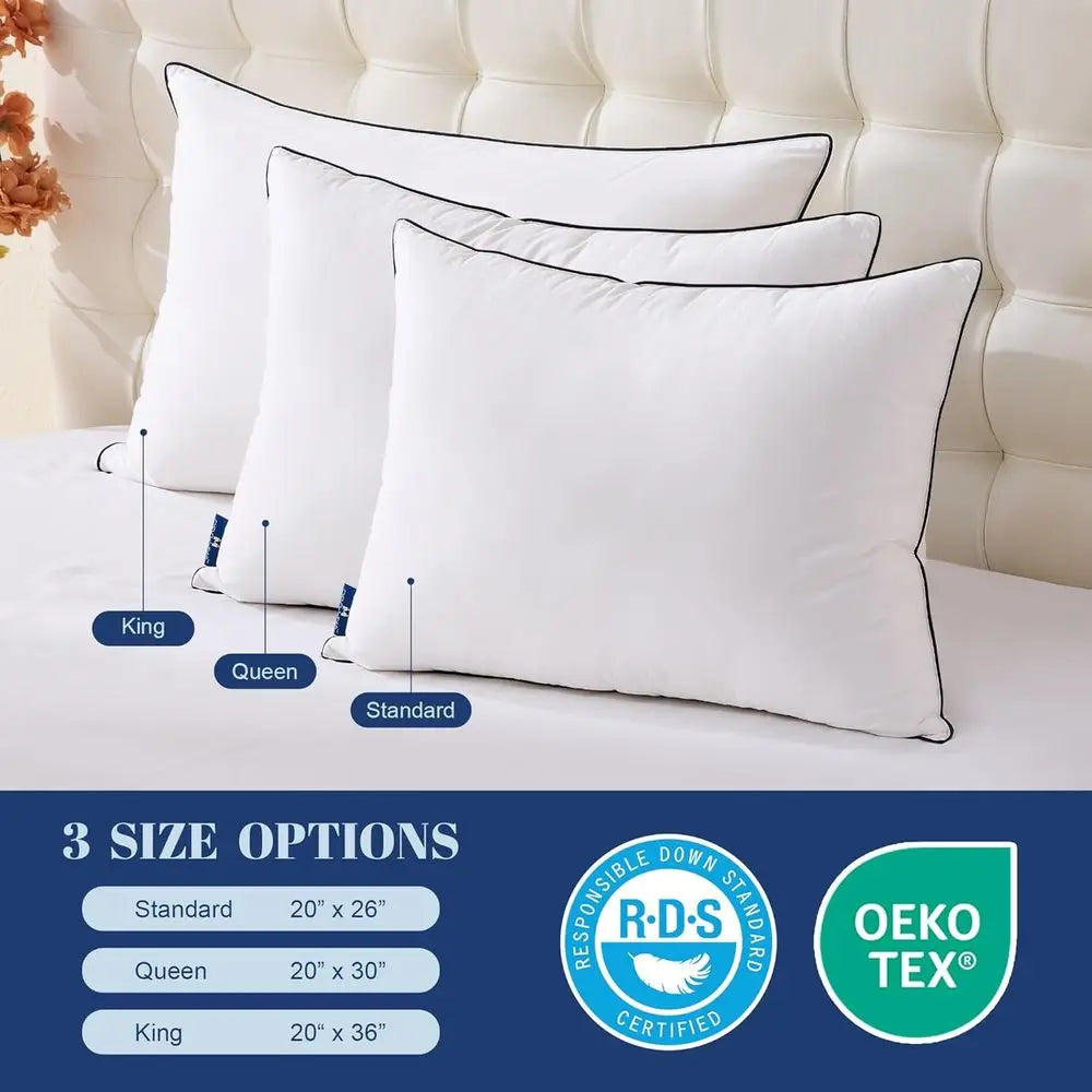 King Size Pillow Set - 2 Pack Feather Down Blend