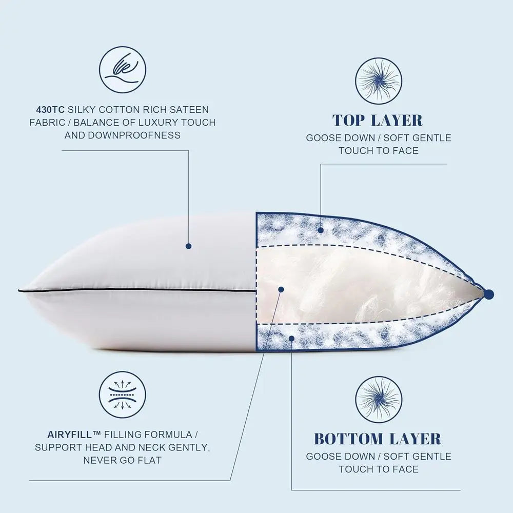 King Size Pillow Set - 2 Pack Feather Down Blend