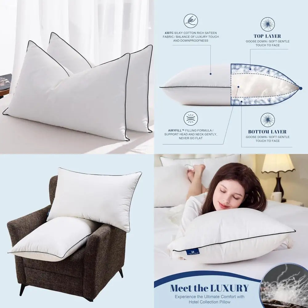 King Size Pillow Set - 2 Pack Feather Down Blend